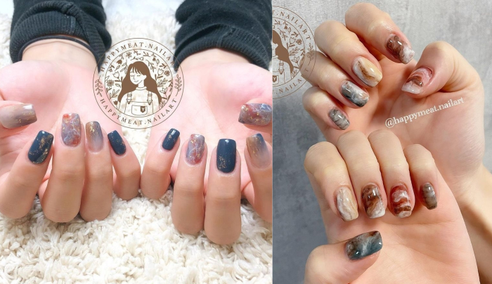 秋冬美甲_秋冬指甲_顯白秋冬美甲.